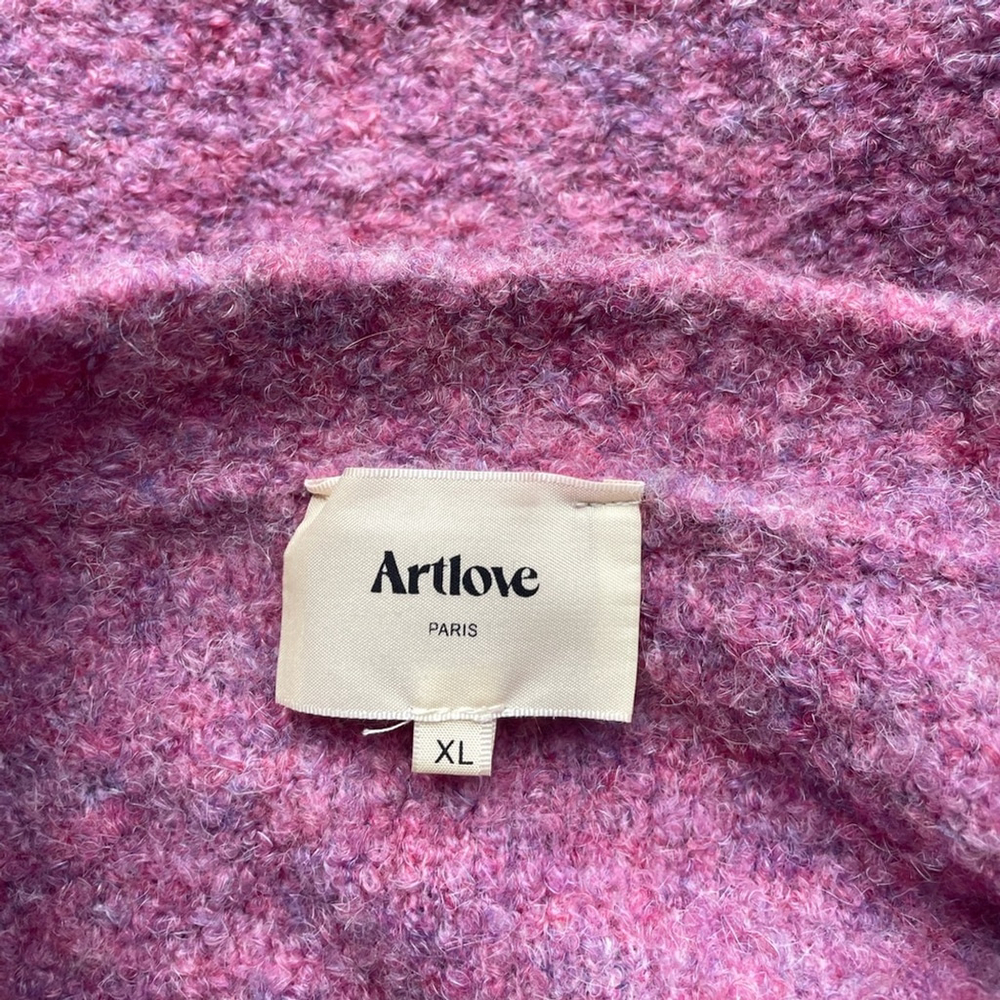 Artlove Paris Pink Fluffy Sweater XL Textured Knit Round Neck - Picture 6 of 7